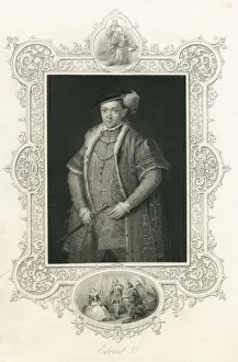Portrait engraving King Edward VI of England 16th century Portrait engraving King Edward VI of England 16th century
