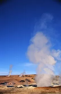 Images Dated 30th March 2006: Portrait of Natural Geysers Steaming at Sunrise