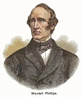 Portrait of Wendell Phillips, American abolitionist, advocate for Native Americans Portrait of Wendell Phillips, American abolitionist, advocate for Native Americans