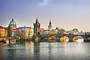 Prague bridge vltava river