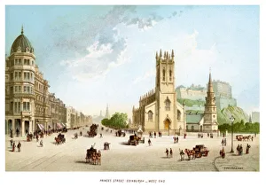 <b class=qtipBold><figcaption>Princes Street, Edinburgh West End</figcaption></b><br>'Vintage print of Princes Street, Edinburgh West End Scotland circa 1880'<br><em>© duncan1890</em> Princes Street, Edinburgh West End