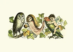 <b class=qtipBold><figcaption>Princess Nobody and the Birds</figcaption></b><br>Vintage engraving from the story Princess Nobody A Tale of Fairyland, by Richard Doyle. Fairies playing with the birds<br><em>© duncan1890</em> Princess Nobody and the Birds
