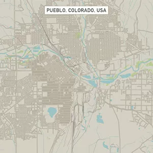White Color Collection: Pueblo Colorado US City Street Map