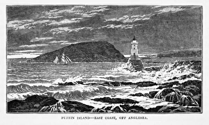 Puffin Island in Anglesey, Wales Victorian Engraving, 1840 Puffin Island in Anglesey, Wales Victorian Engraving, 1840