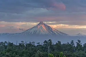 Puyehue volcano in the evening light, Puyehue, Los Lagos Region, Chile Puyehue volcano in the evening light, Puyehue, Los Lagos Region, Chile