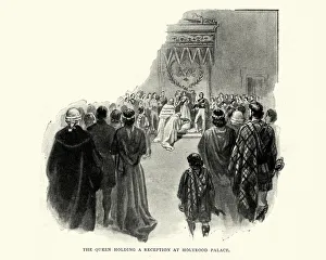 Queen Victoria holding a reception at Holyrood Palace, Scotland Queen Victoria holding a reception at Holyrood Palace, Scotland