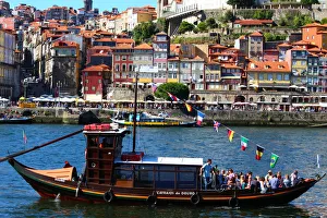 Rabelo boats and Ribeira district in Porto from Vila Nova de Gaia Rabelo boats and Ribeira district in Porto from Vila Nova de Gaia