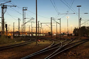 Railway tracks near Munichs main railway station, Munich, Upper Bavaria, Bavaria, Germany Railway tracks near Munichs main railway station, Munich, Upper Bavaria, Bavaria, Germany