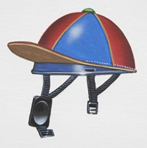 Red and blue endurance hat for horse riding Red and blue endurance hat for horse riding