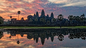 Reflection of sunrise at Angkor Wat , Siem reap , Cambodia Reflection of sunrise at Angkor Wat , Siem reap , Cambodia