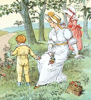 Regency period mother and children in the countryside Regency period mother and children in the countryside