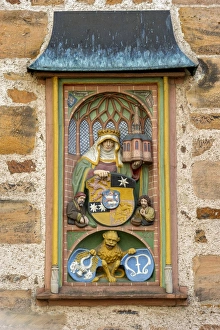 Relief, image of St Elizabeth above the entrance to the Renaissance Tower of the historic Town Hall, market square Relief, image of St Elizabeth above the entrance to the Renaissance Tower of the historic Town Hall, market square