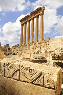 The six remaining columns of the Temple of Jupiter, UNESCO World Heritage Site, Baalbek The six remaining columns of the Temple of Jupiter, UNESCO World Heritage Site, Baalbek