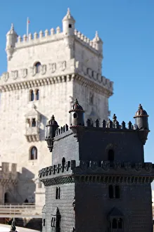 Reproduction and original Belem tower in Lisbon Reproduction and original Belem tower in Lisbon