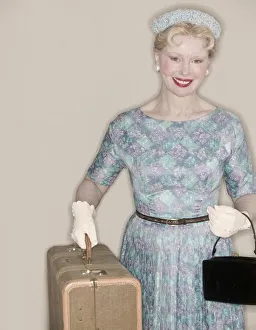 A retro woman leaving on a trip A retro woman leaving on a trip