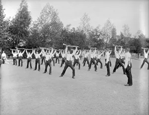 <b class=qtipBold><figcaption>Rifle Exercise</figcaption></b><br>circa 1900: Soldiers performing manual exercises with their rifles on the parade ground at Caterham Army Training School, Surrey. (Photo by Reinhold Thiele/Thiele/Getty Images) Rifle Exercise