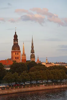 Riga Cathedral, St. Petrik Riche, banks of the Daugava River, from the Vansu-Brucke oder Vansu Tilts, Riga, Latvia Riga Cathedral, St. Petrik Riche, banks of the Daugava River, from the Vansu-Brucke oder Vansu Tilts, Riga, Latvia