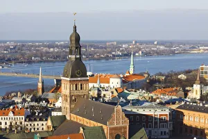 Riga Old Town overview with Dome Cathedral in foreground as seen from St. Peters belfry Riga Old Town overview with Dome Cathedral in foreground as seen from St. Peters belfry