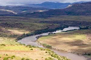 Related Images Gallery: River Winding through a valley in Southern Lesotho. Lesotho, Southern Africa