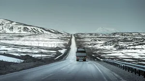 road pass through landscape of Lava field in East Turkey road pass through landscape of Lava field in East Turkey