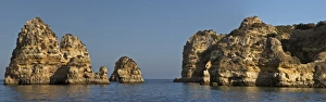 Rock formations in the sea at Lagos, Portugal, Europe Rock formations in the sea at Lagos, Portugal, Europe