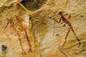 Depiction Gallery: Rock painting of the San, Bushmen, Ladybrand, Free State, South Africa, Africa