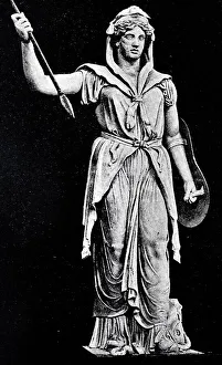 Roman Goddess Juno Statue with goat fur and spear Roman Goddess Juno Statue with goat fur and spear