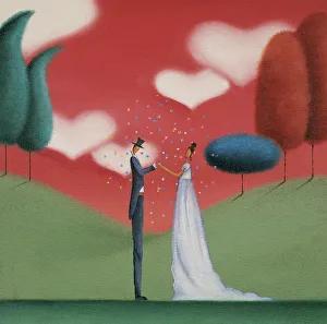Romantic Bride and Groom Standing Face to Face Romantic Bride and Groom Standing Face to Face