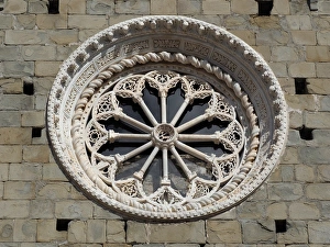 Rose Window, Main Facade Of Saint Peter Church, Corniglia, Cinque Terre National Park Rose Window, Main Facade Of Saint Peter Church, Corniglia, Cinque Terre National Park