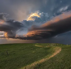 A rotating mesocyclone storm over South Dakota at sunset. USA A rotating mesocyclone storm over South Dakota at sunset. USA