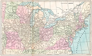 Routes of travel in the United States map 1875 Routes of travel in the United States map 1875