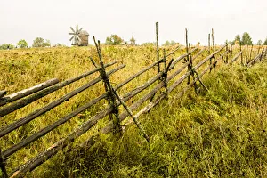Rural landscape with wooden fence, Kizhi Island, Lake Onega, Russia Rural landscape with wooden fence, Kizhi Island, Lake Onega, Russia