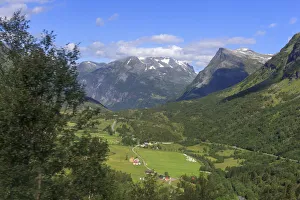 Rural scene with mountains, Geiranger, Norway Rural scene with mountains, Geiranger, Norway