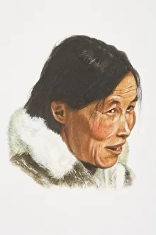 Russia, head of Russian Inuit woman, side view Russia, head of Russian Inuit woman, side view
