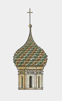Russia, Moscow, Cathedral of Saint Basil the Blessed, ornate onion dome Russia, Moscow, Cathedral of Saint Basil the Blessed, ornate onion dome