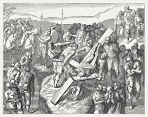 Saint Peters Crucifiction by Michelangelo, published in 1878 Saint Peters Crucifiction by Michelangelo, published in 1878