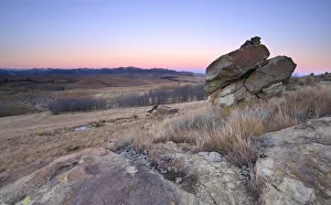 Sandstone rock formation with twilight horizon, Barkly East, Eastern Cape, South Africa Sandstone rock formation with twilight horizon, Barkly East, Eastern Cape, South Africa