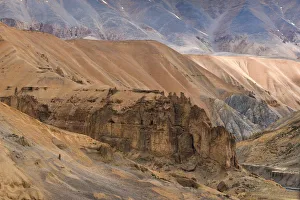 Scenic view of arid climate Sand stone mountain on the way to leh city , jammu and kashmir Scenic view of arid climate Sand stone mountain on the way to leh city , jammu and kashmir