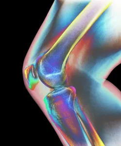 Human Body Prints: Normal Knee X-ray Print - Coloured Anatomical Study