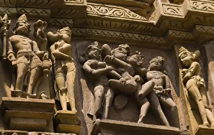Sculptures on a temple, Kandariya Mahadeva Temple, Khajuraho, Chhatarpur District Sculptures on a temple, Kandariya Mahadeva Temple, Khajuraho, Chhatarpur District