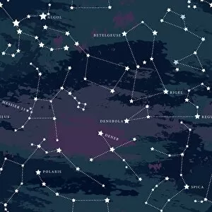 Maps Collection: Seamless Astronomical Constellation Night Sky Pattern