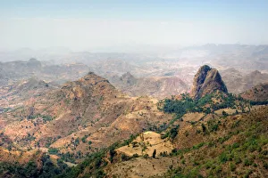 Semi desert Semien Mountains hazy landscape Semi desert Semien Mountains hazy landscape