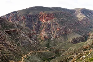 Serpentine road, gravel road, Swartberg Pass, Swartberg Mountains, Western Cape Province Serpentine road, gravel road, Swartberg Pass, Swartberg Mountains, Western Cape Province