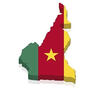 Shape and national flag of Cameroon, 3D computer graphics