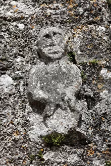 Sculpture Collection: Sheela-na-Gig on the church wall of Killinaboy, Burren, County Clare, Ireland, Europe