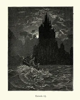 Ship sailing before the forbidden fortress, Orlando Furioso Ship sailing before the forbidden fortress, Orlando Furioso