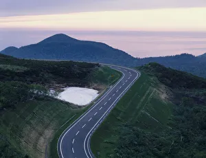 Shiretoko road in evening, Hokkaido, Japan Shiretoko road in evening, Hokkaido, Japan