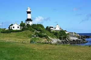 Lighthouses Collection: Shrove Lighthouse, Greencastle, Co Donegal, Ireland; View of beach and lighthouse