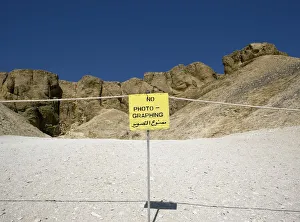 Sign prohibiting photography at Valley of the Kings. West bank of the river Nile, Thebes Sign prohibiting photography at Valley of the Kings. West bank of the river Nile, Thebes