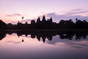 The silhouette of Angkor Wat in the early morning The silhouette of Angkor Wat in the early morning